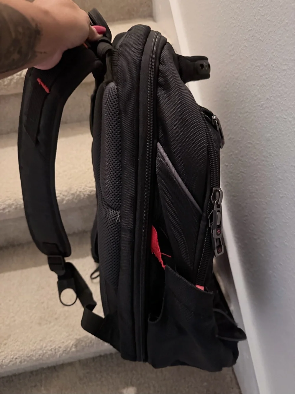 Samsonite unisex Tectonic Black and Red Travel Backpack - Durable Everyday Bag